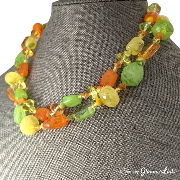 Vibrant Double Strand Fruit Salad Style Beaded Necklace - Picture 4 of 9